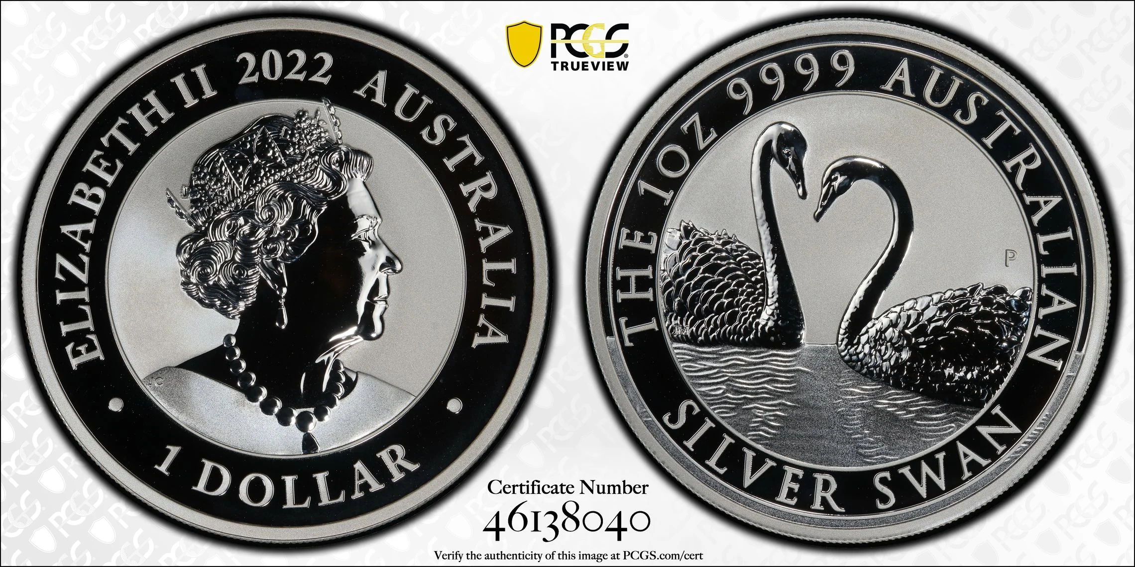 2022 $1 Swan 1oz Silver Coin MS69 - Image 2