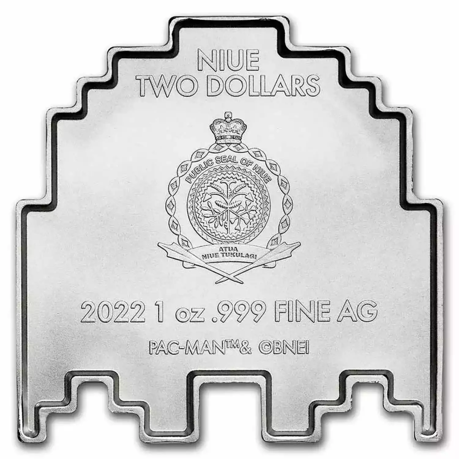 2022 1oz $2 PAC-MAN Ghost Shaped PAC-STACK Silver Coin - Image 2