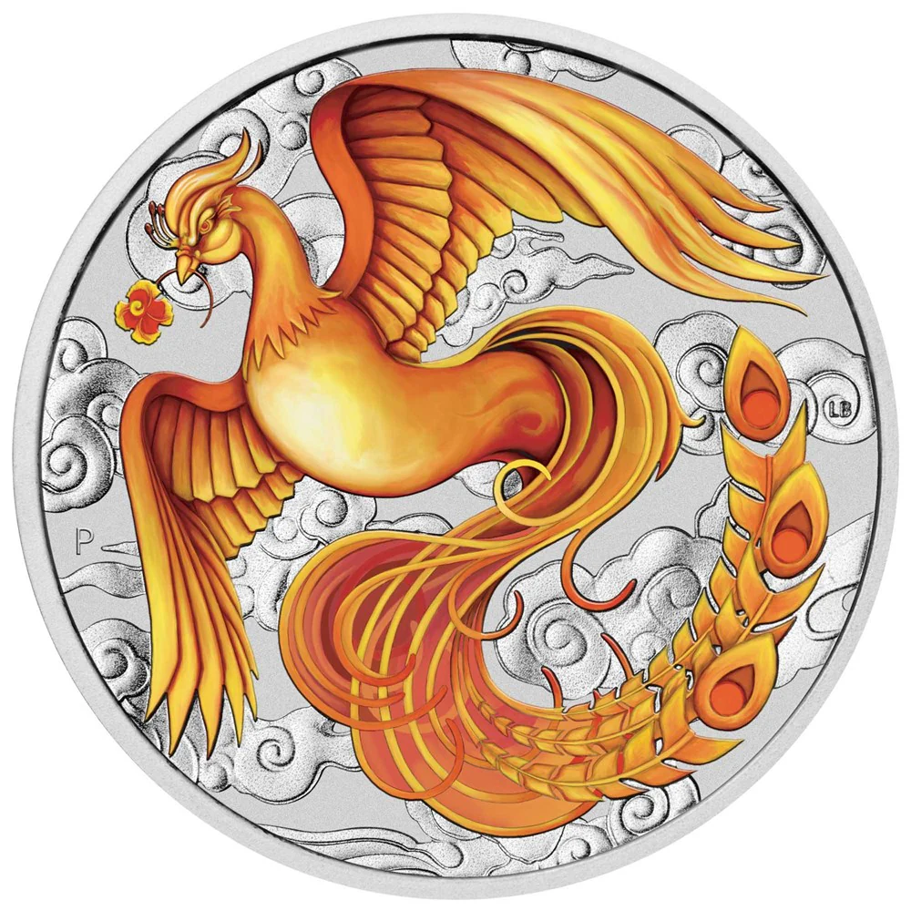 2022 Myths and Legends 1oz Phoenix Silver Coloured Coin in Card - Image 2