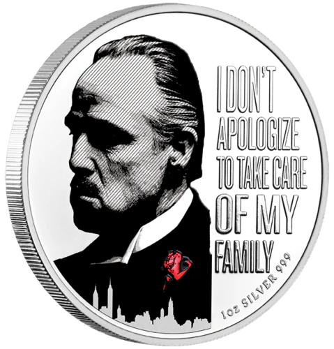 2022 The Godfather 50th Anniversary 1oz Silver Red Rose Coin - Image 3