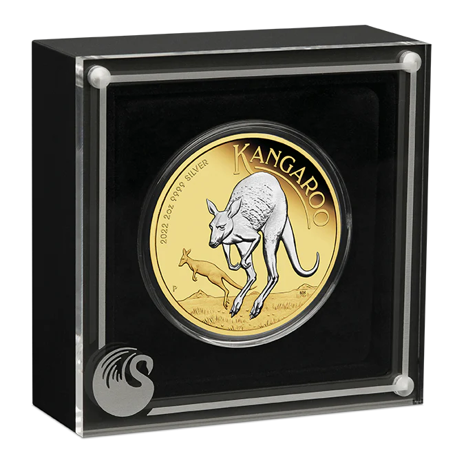 2022 2oz Silver Reverse Gilded Kangaroo Coin - Image 3