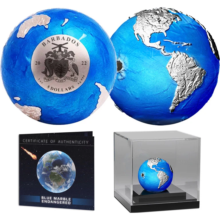 2022 $5 Endangered Earth Sphere 3oz Silver Coin - Image 2
