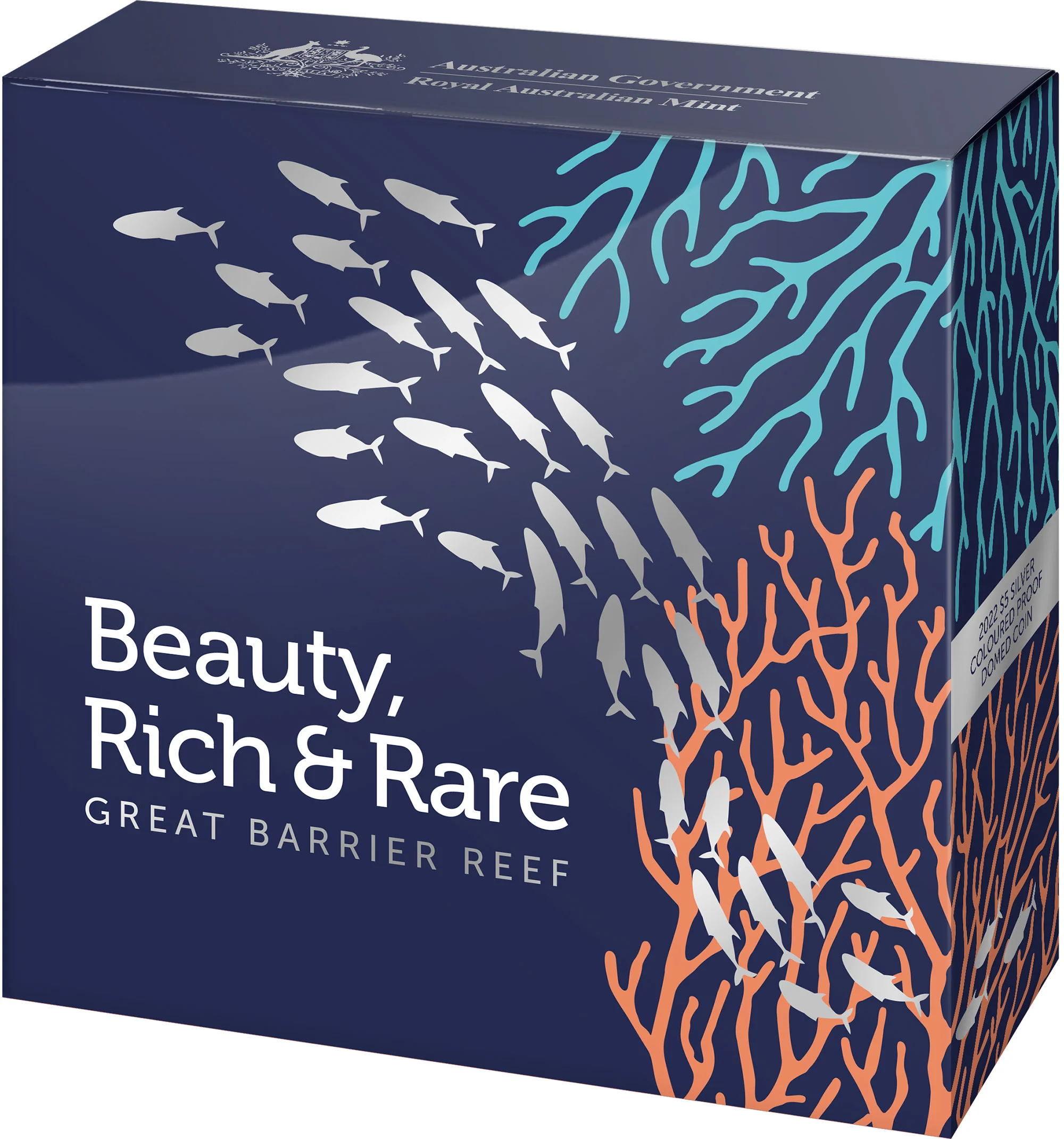 2022 $5 Silver Coloured Proof Domed Coin – Beauty, Rich & Rare – Great Barrier Reef - Image 3