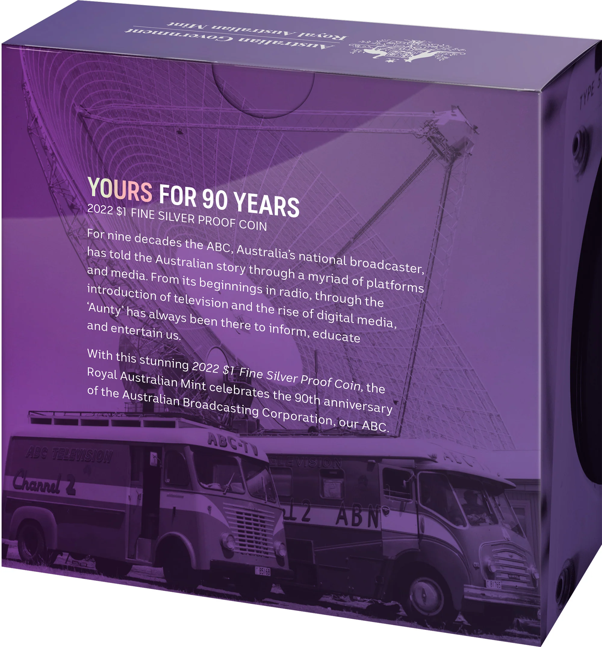 2022 90th Anniversary of ABC $1 1/2oz Silver Proof Coin - Image 4