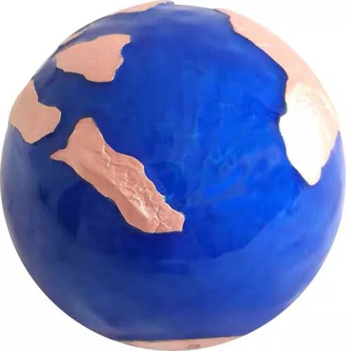 2022 Blue Earth Sphere Marble Barbados Pangea Rose Gold Plated 3oz Silver Coin - Image 2