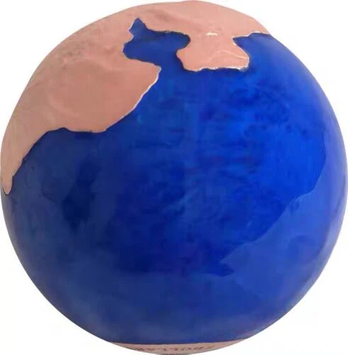 2022 Blue Earth Sphere Marble Barbados Pangea Rose Gold Plated 3oz Silver Coin - Image 3