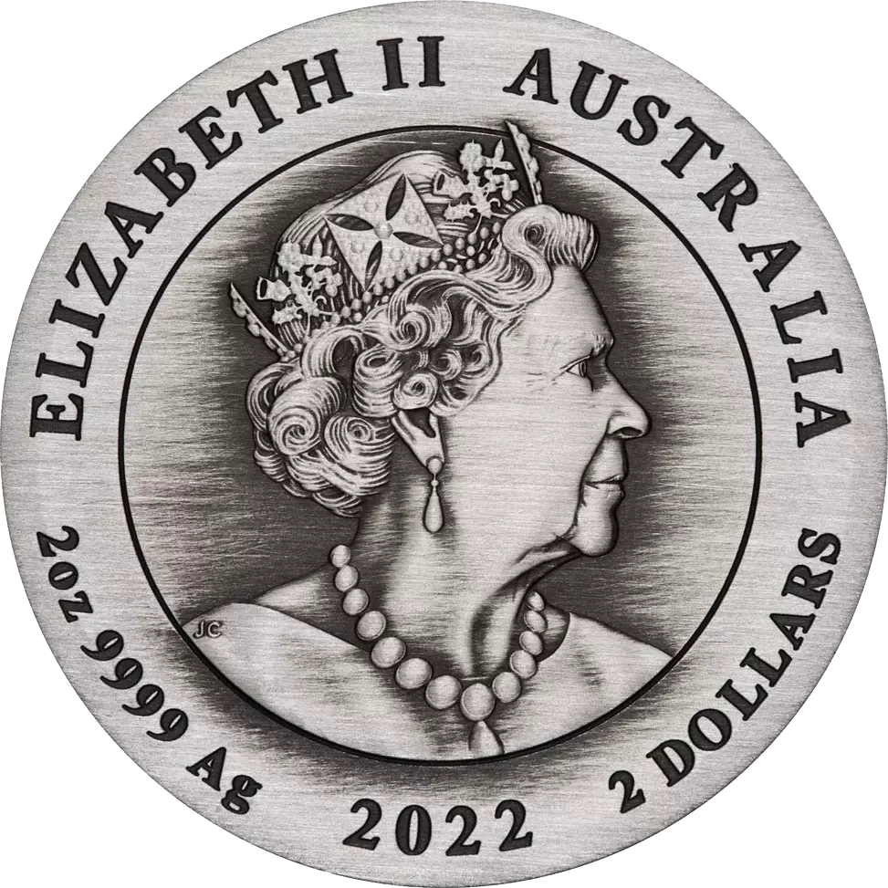 2022 Chinese Myths and Legends Dragon 2oz Silver Antiqued Coin - Image 2