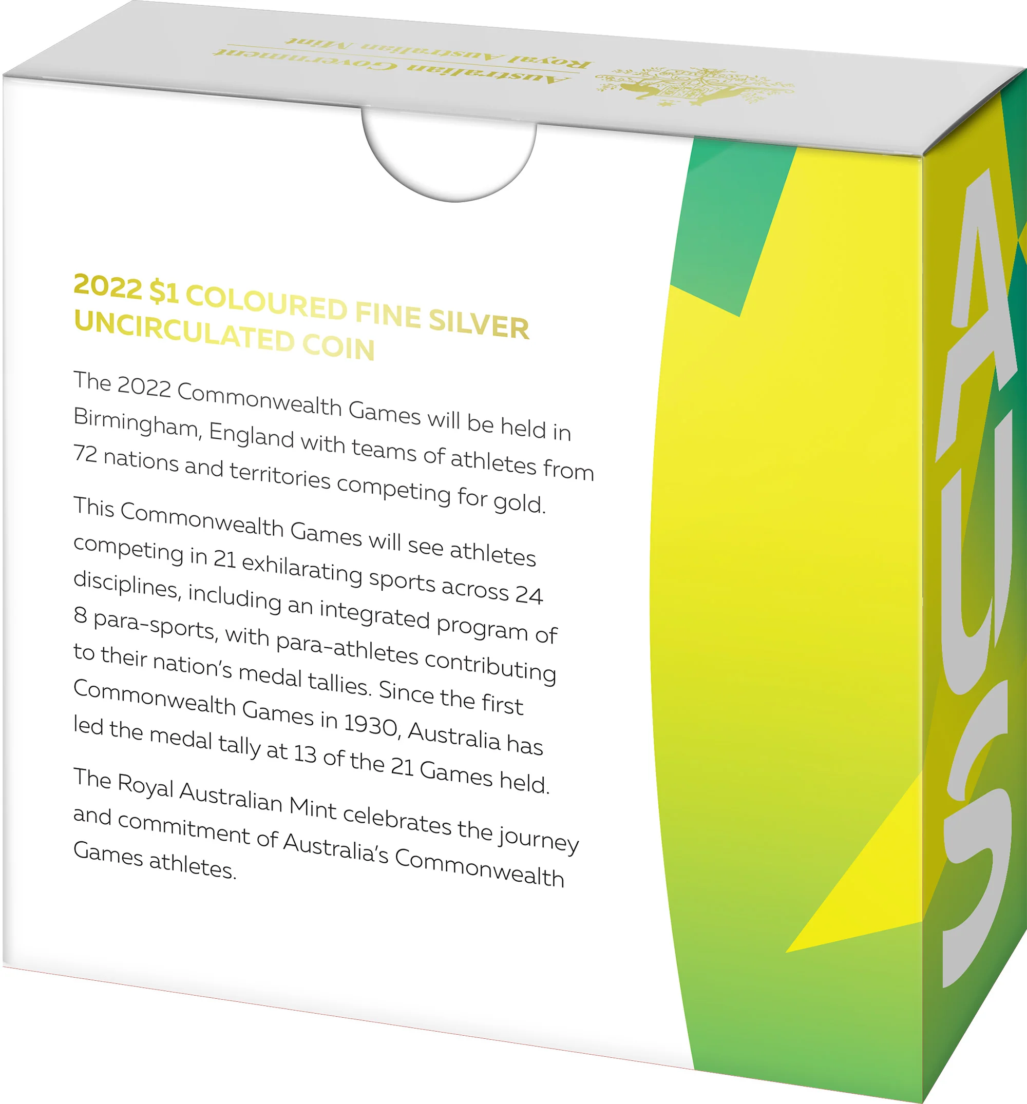 2022 Commonwealth Games $1 Coloured 1/2oz Silver Coin - Image 5