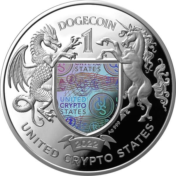 2022 Doge Coin United Crypto States 1 oz Proof-like Silver Coin - Image 2