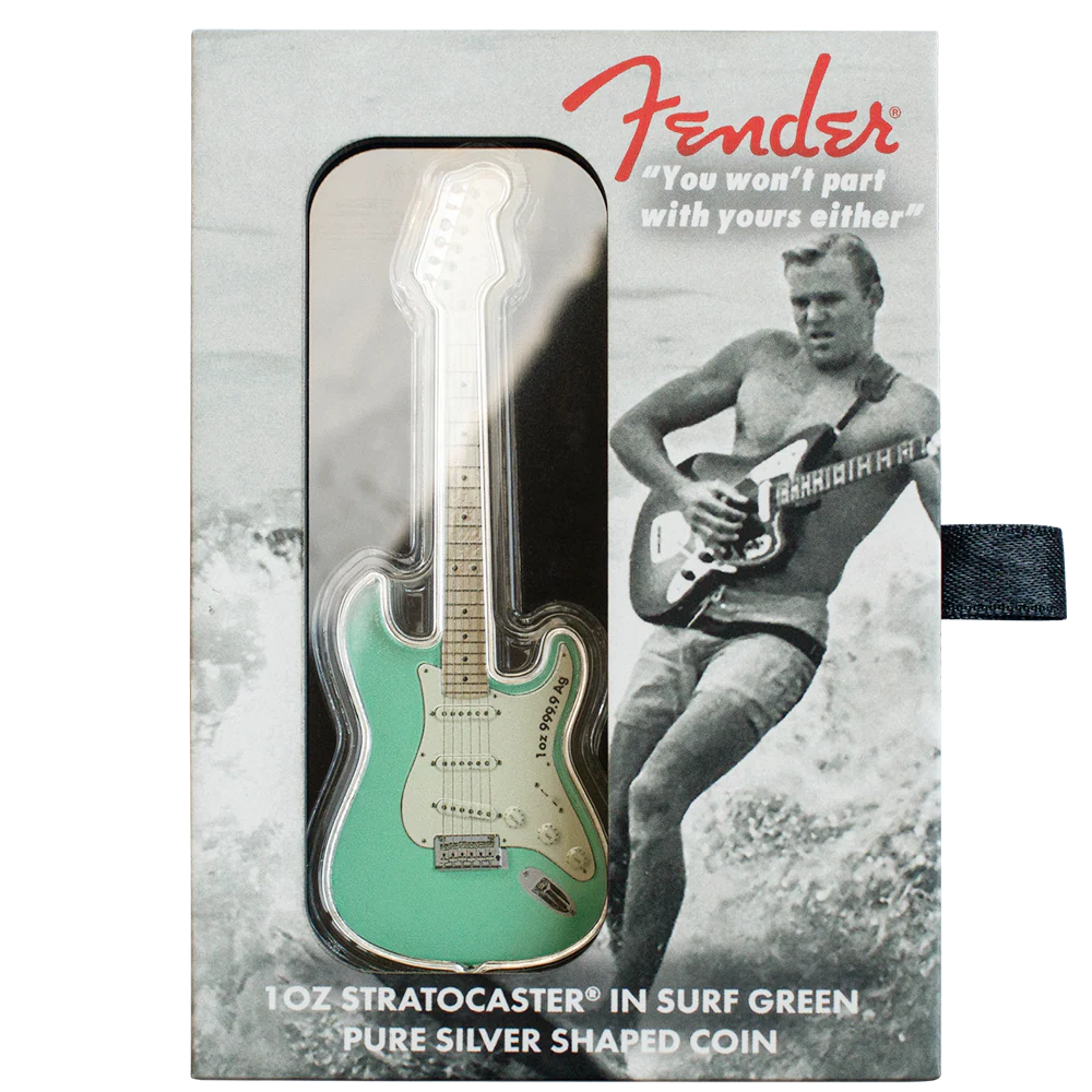2022 Fender 1oz Silver Coin - Stratocaster in Surf Green