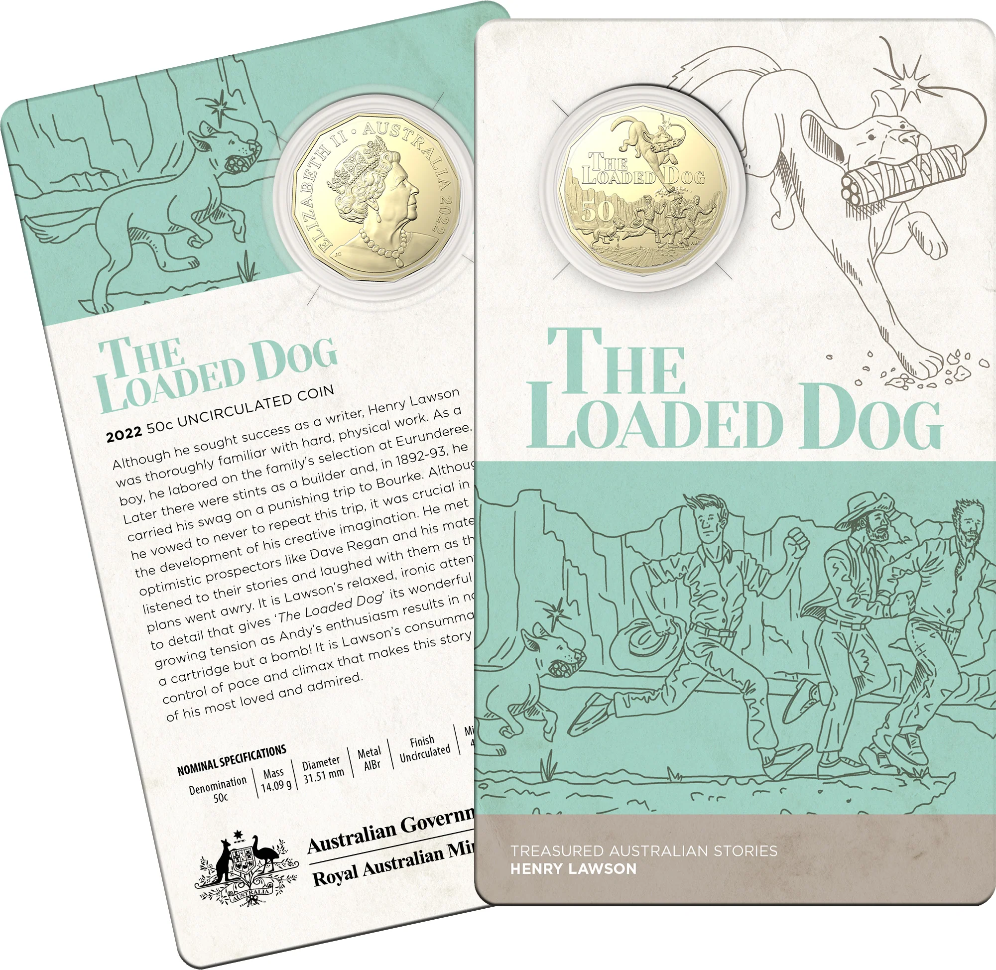 2022 Henry Lawson Gold Plated 50c Trio in Box - Image 2