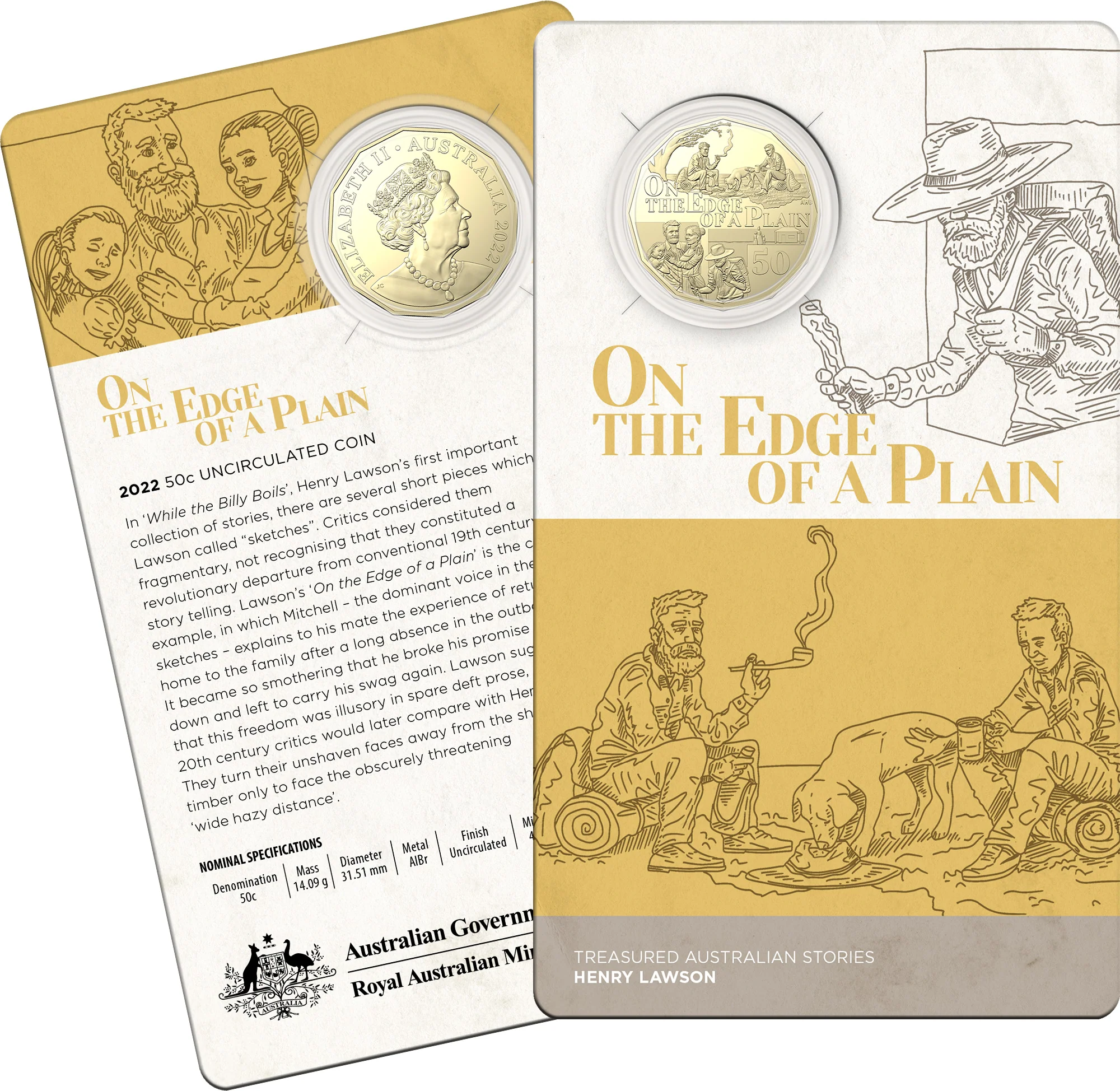 2022 Henry Lawson Gold Plated 50c Trio in Box - Image 4