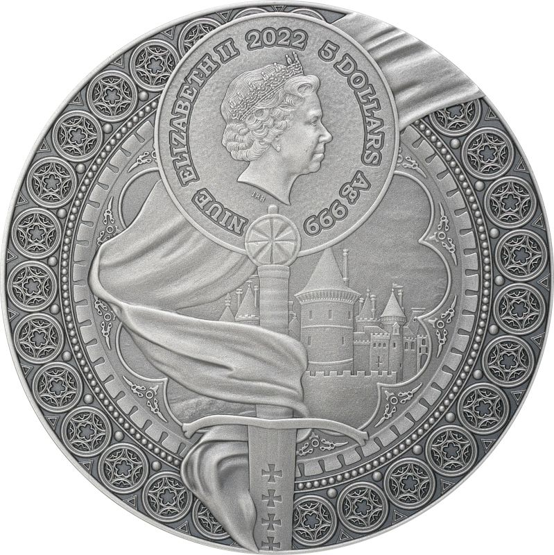2022 JEANNE D'ARC - Joan of Arc Heroines 2oz Silver $5 Coin - Image 2
