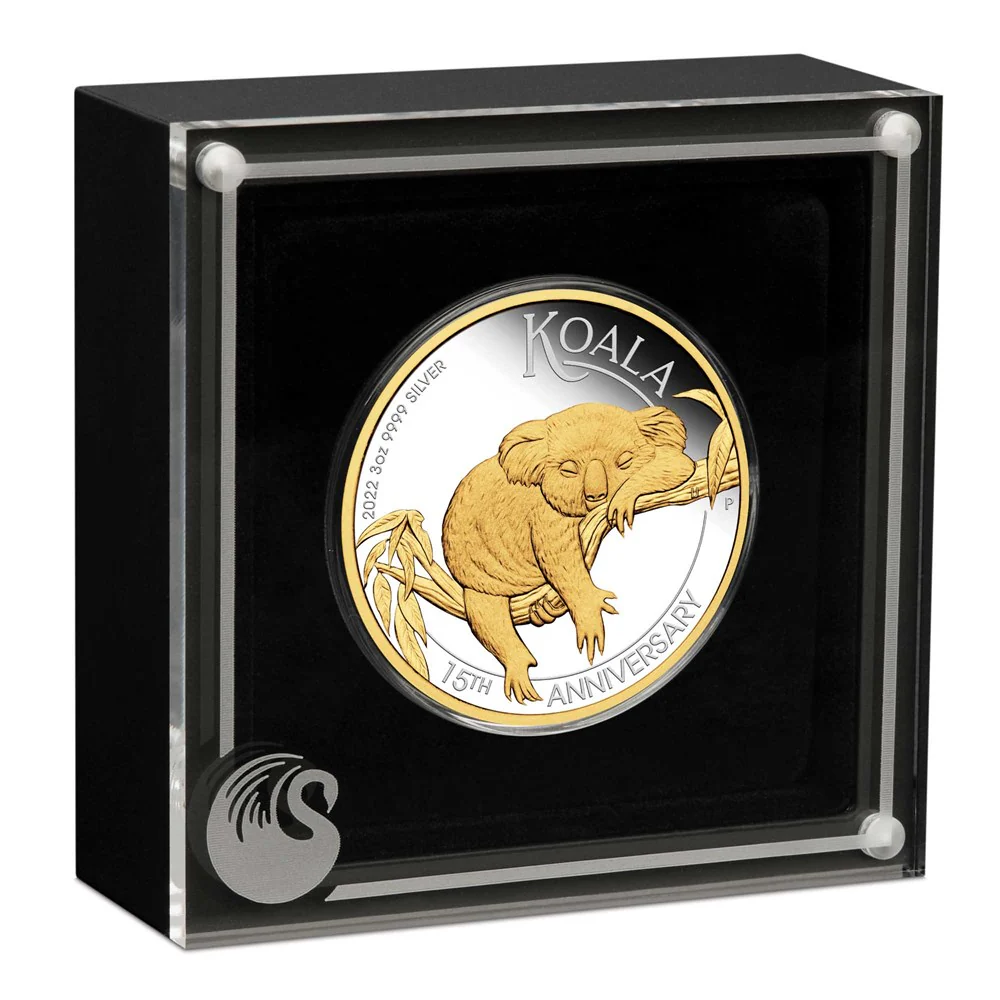 2022 Koala 15th Anniversary 3oz Gilded Silver Proof Coin - Image 4