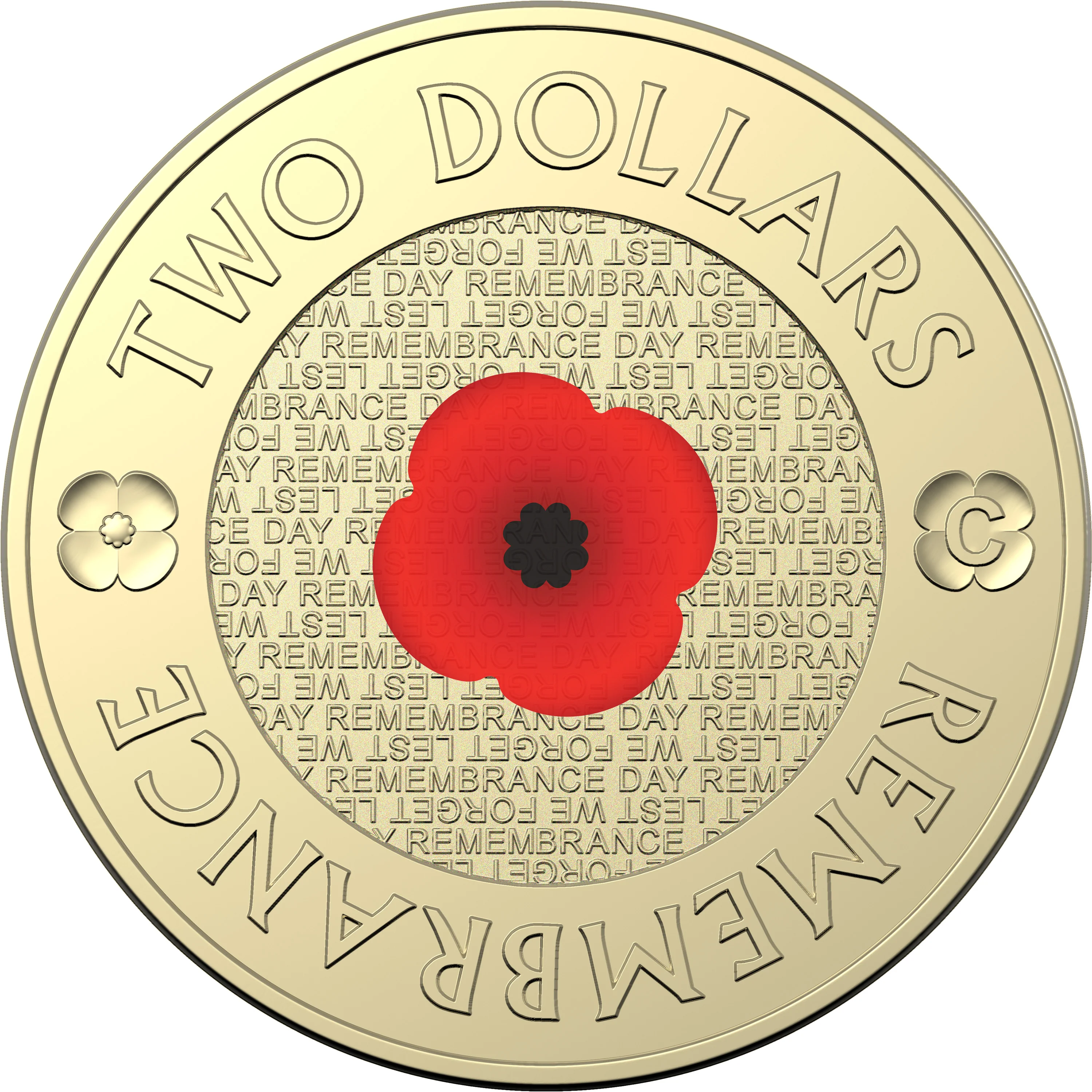 2022 Remembrance Day $2 Poppy C Mintmark Coloured Uncirculated Coin - Image 2