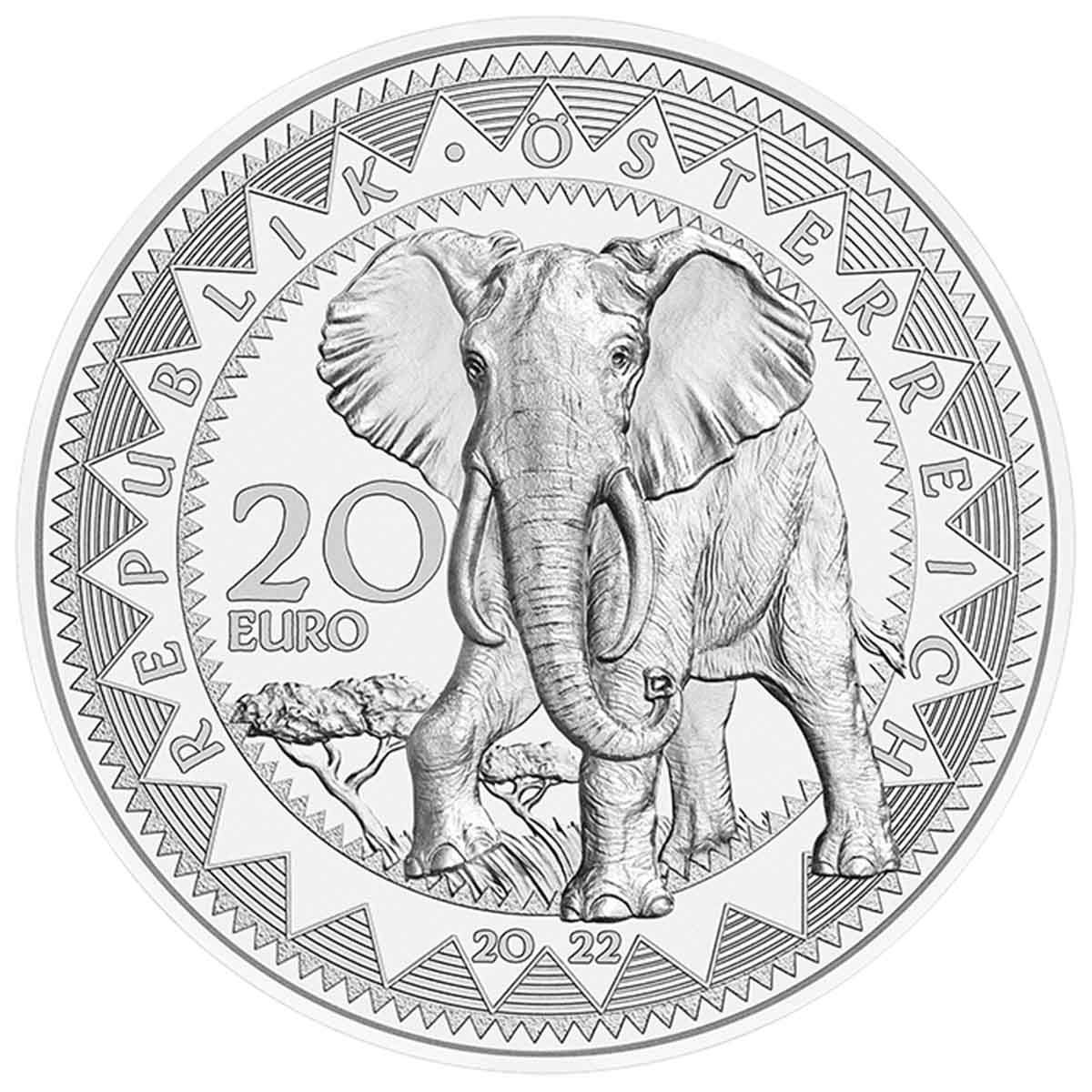 2022 The Serenity of the Elephant 20€ Silver Proof Coin - Image 2