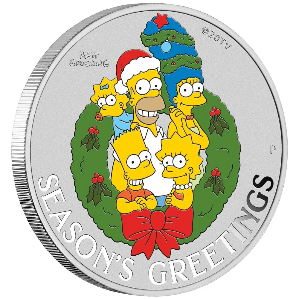 2022 The Simpsons Season’s Greetings 1oz Silver Coloured Coin in Card - Image 2