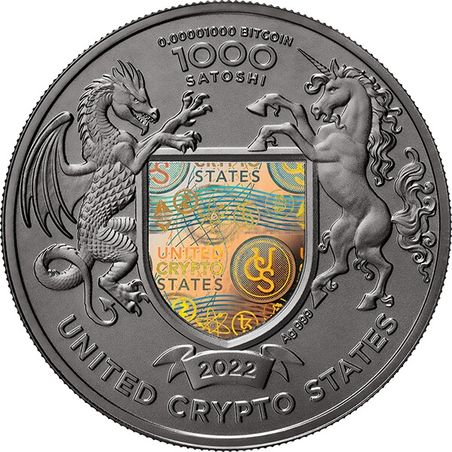 2022 Ukraine The Land of Freedom United Crypto States 1 oz Proof Silver Coin - Image 2