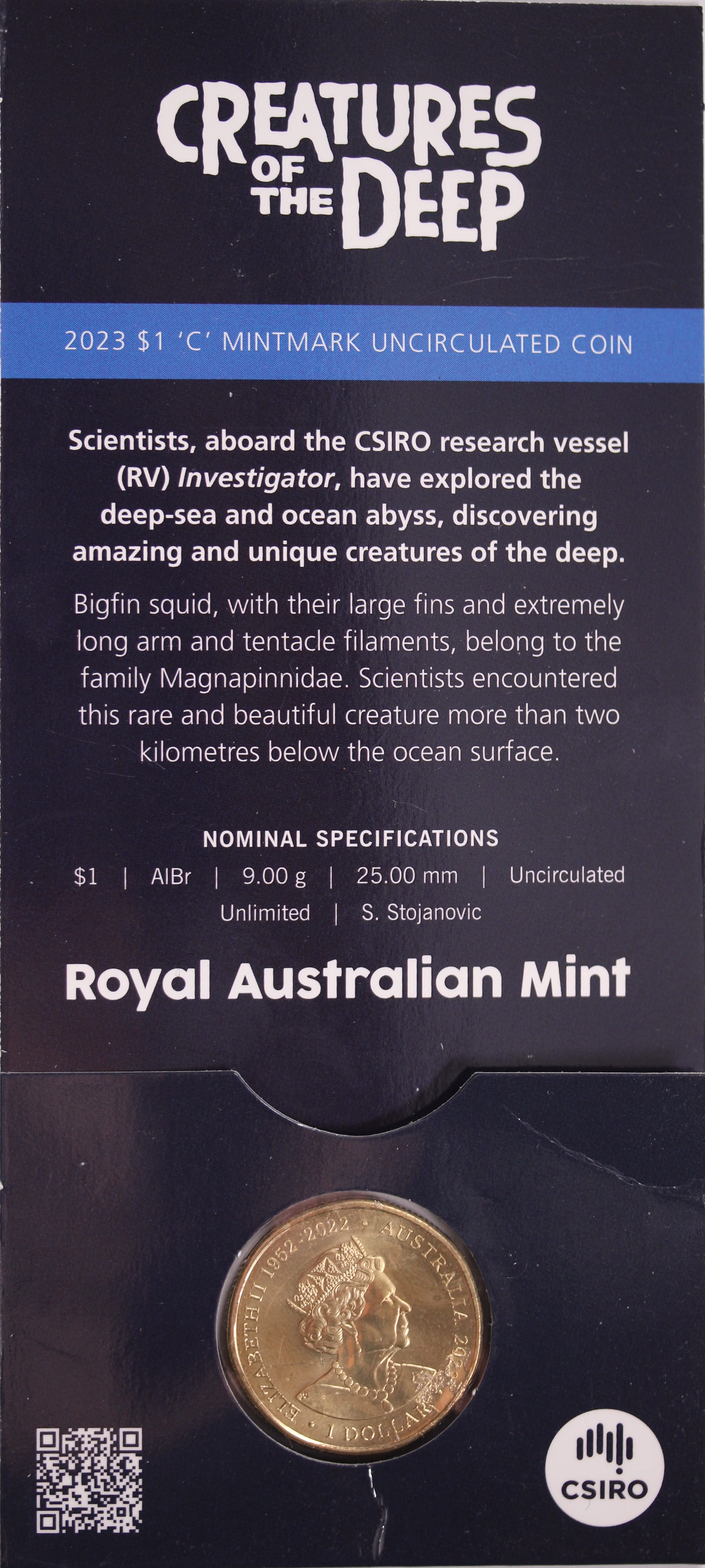 2023 $1 Creatures of the Deep Bigfin Squid - 'C' Mintmark - Image 2