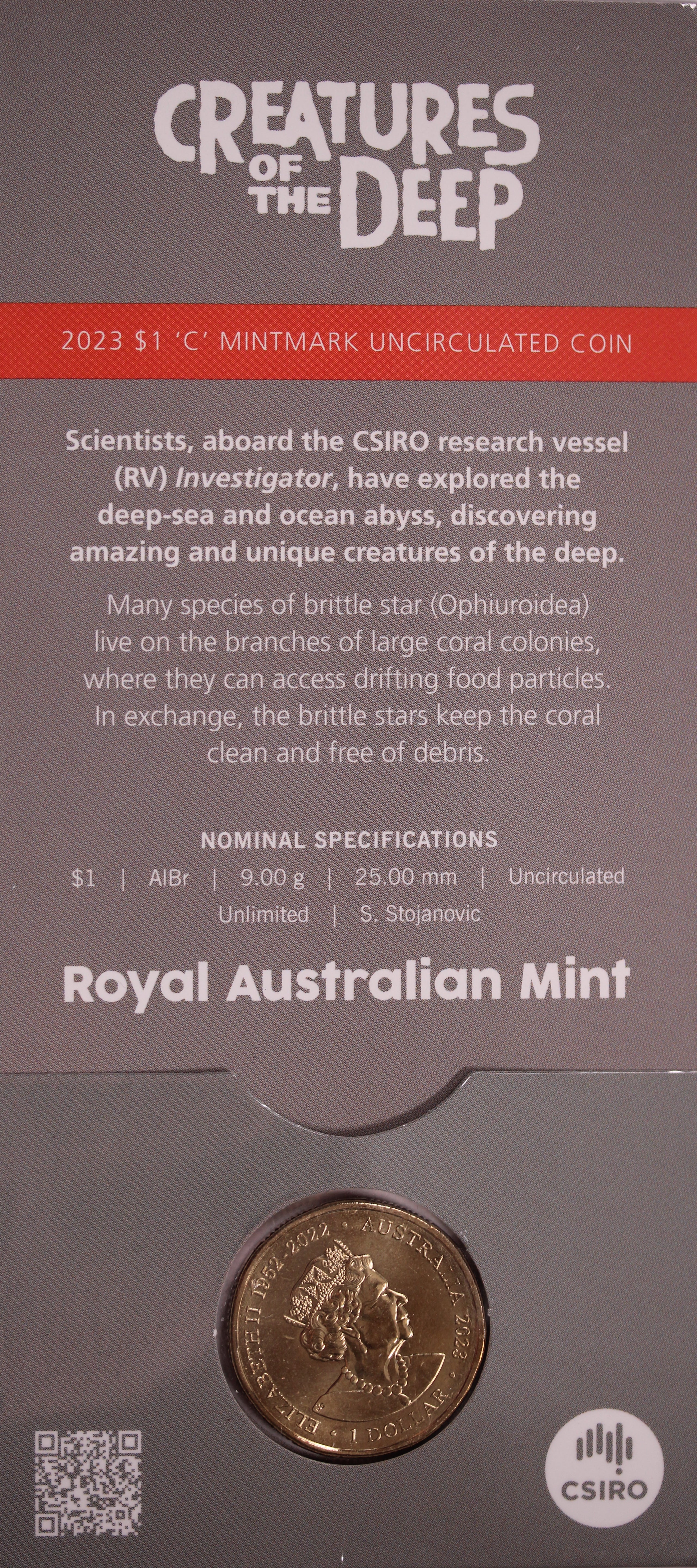 2023 $1 Creatures of the Deep Brittle Star - 'C' Mintmark - Image 2