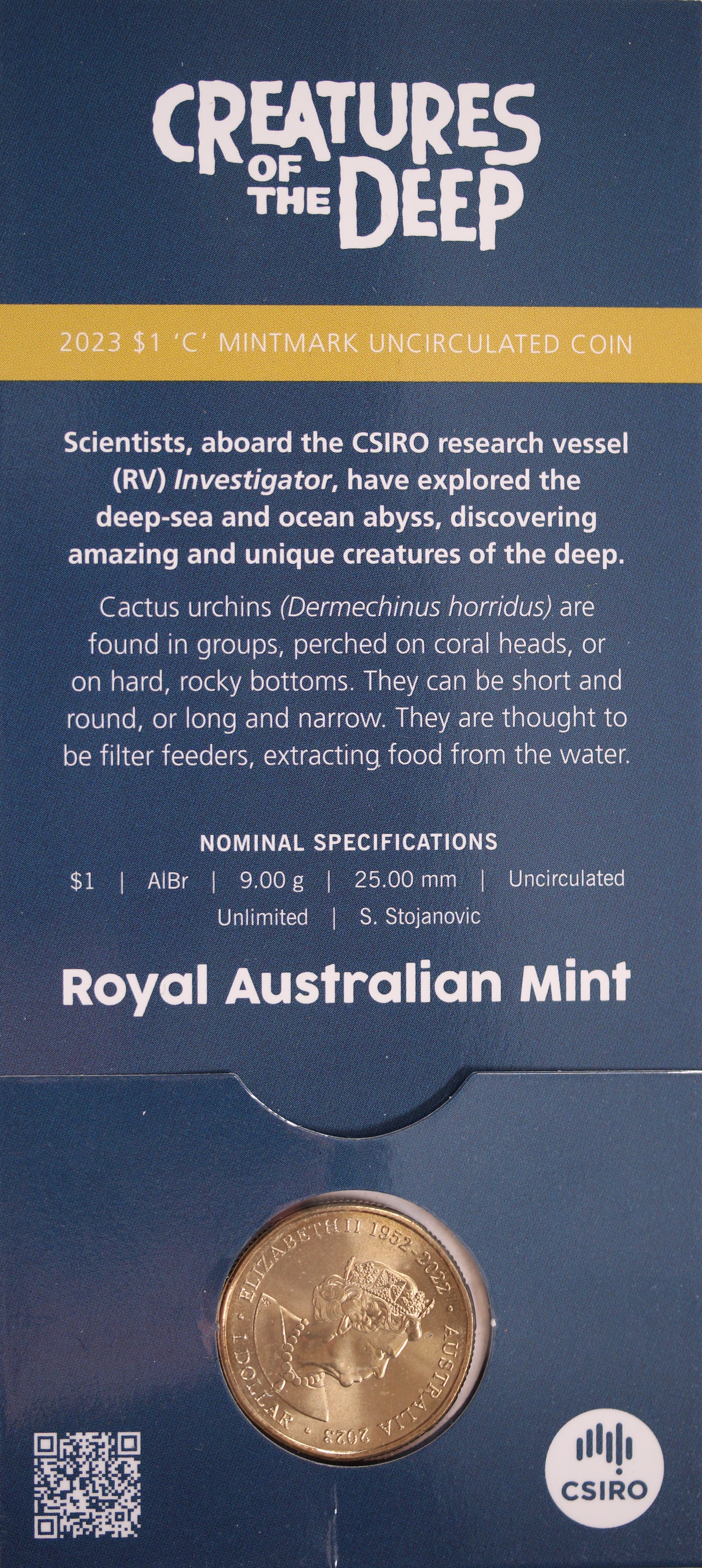 2023 $1 Creatures of the Deep Cactus Urchin - 'C' Mintmark - Image 2
