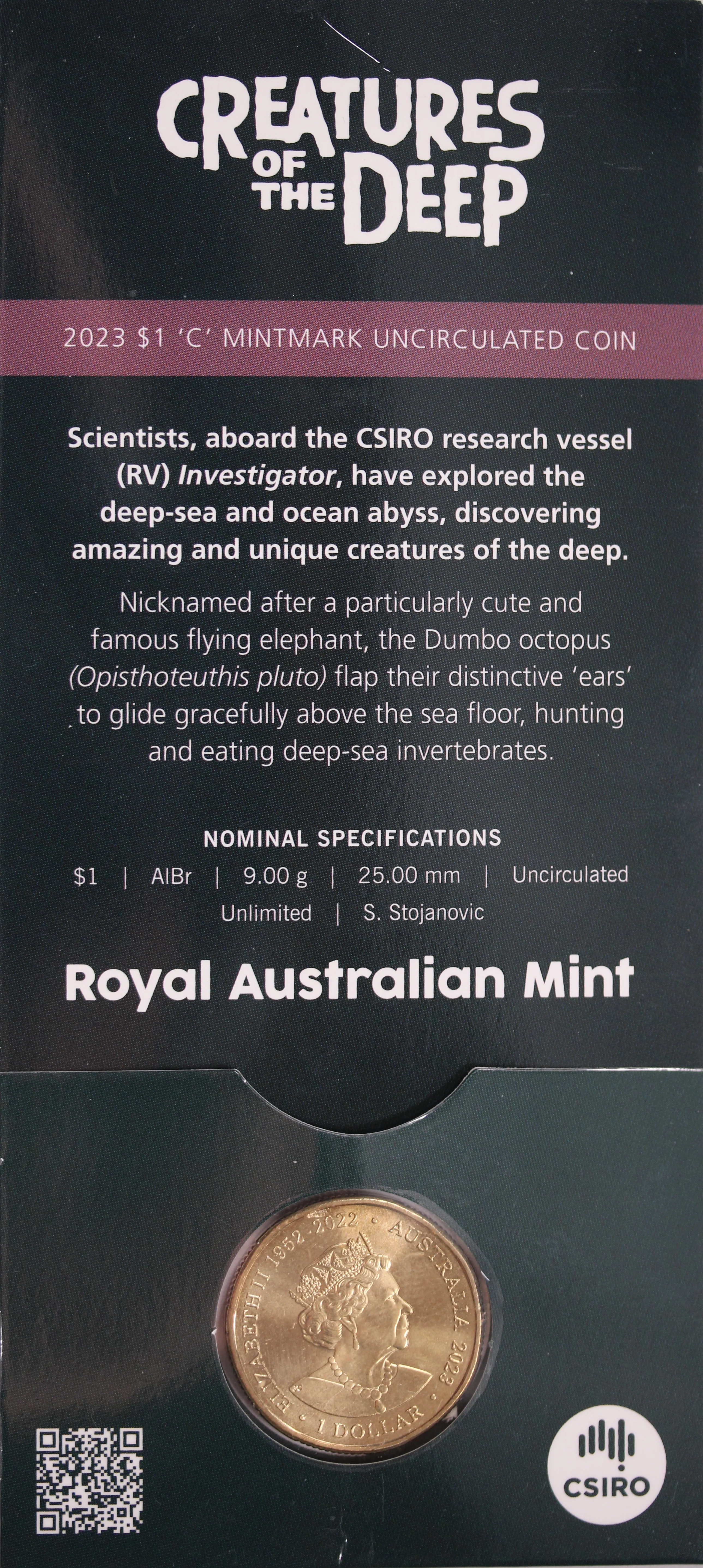 2023 $1 Creatures of the Deep Dumbo Octopus - 'C' Mintmark - Image 2