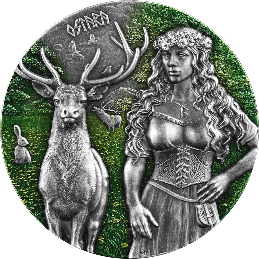 2023 10 Mark Valkyries Ostara Ultra High Relief Germania Mint 2oz Silver Coin - Image 2