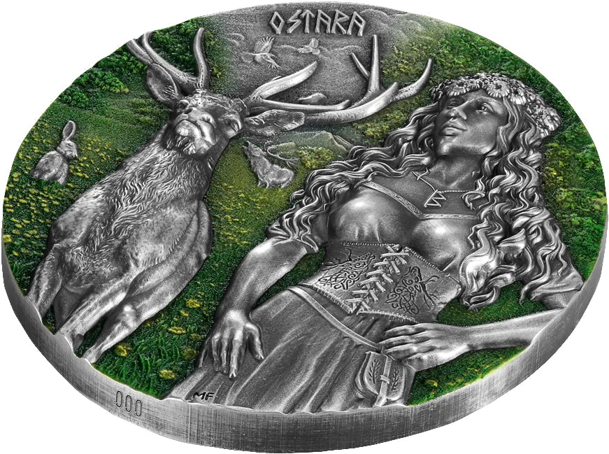 2023 10 Mark Valkyries Ostara Ultra High Relief Germania Mint 2oz Silver Coin - Image 4