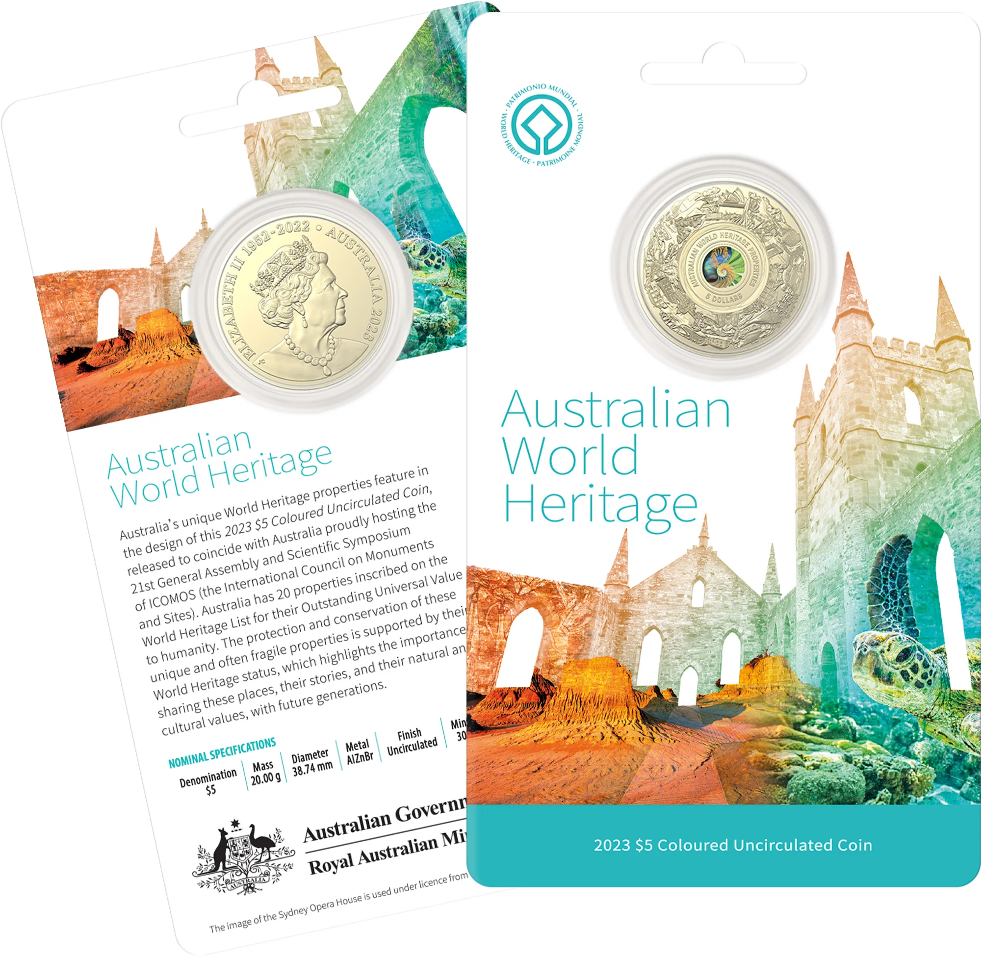 2023 $5 Australian World Heritage Properties Coloured Uncirculated Coin