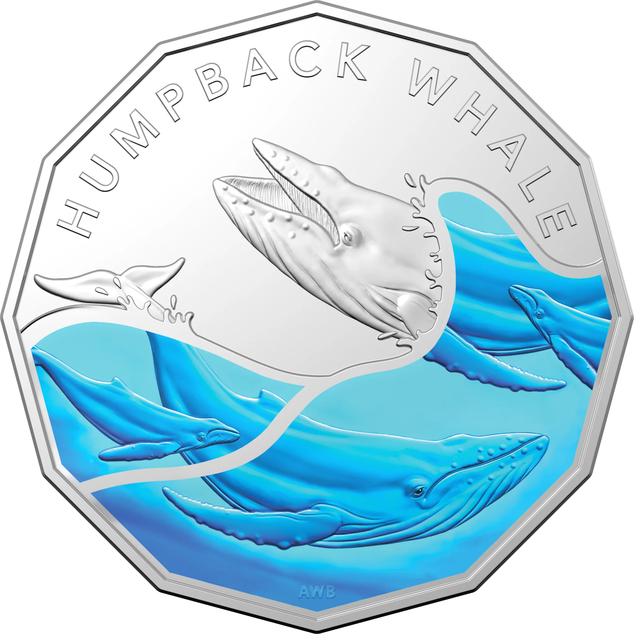 2023 50c Coloured Humpback Whale Coin in Card