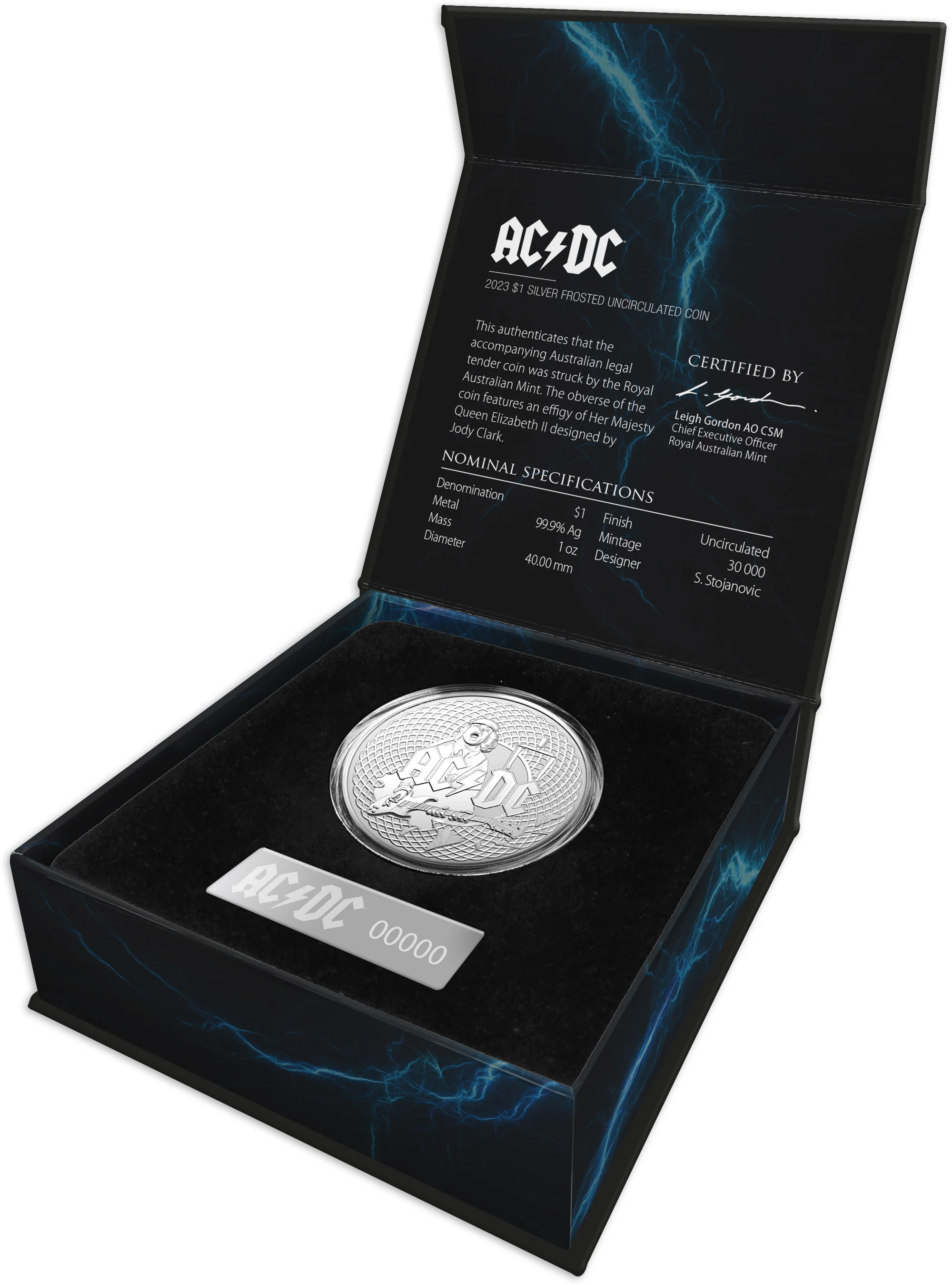 2023 ACDC $1 Silver Frosted Uncirculated Coin