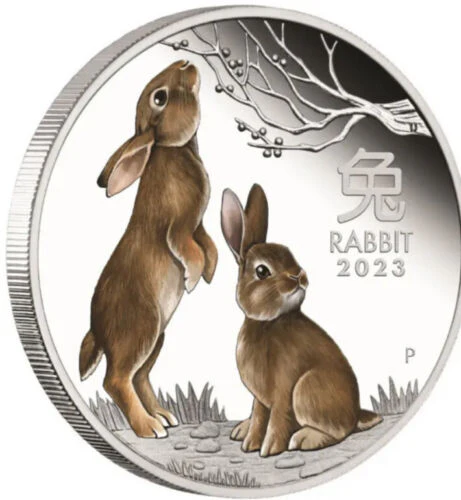 2023 Baby Rabbit 1/2oz Coloured Silver Proof PNC - Image 3