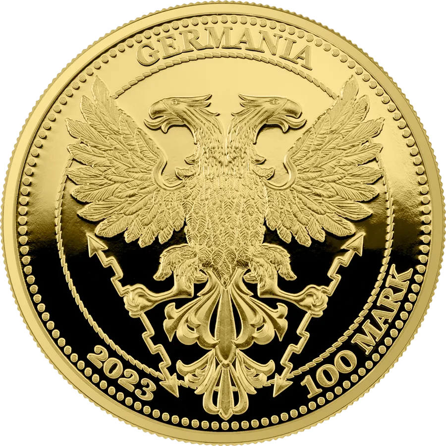 2023 Germania Mint Beech Leaf 2023 100 Mark 1oz Gold Proof Round in Wooden Box - Image 2