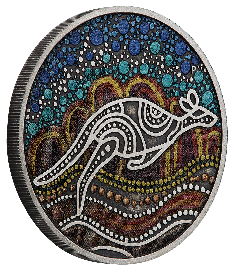 2023 Kangaroo Yongka 2oz Silver Antiqued Coloured Coin