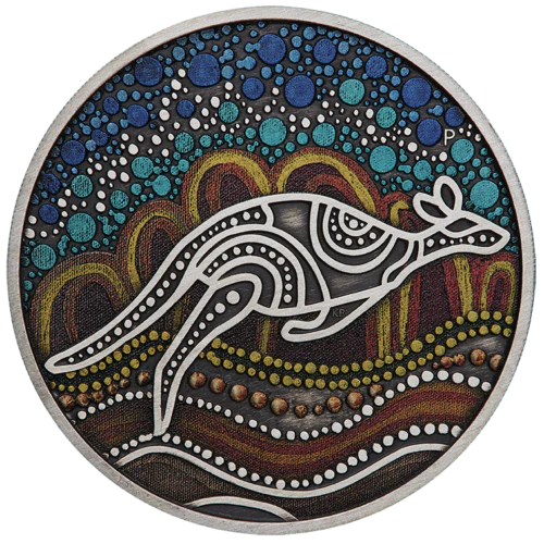 2023 Kangaroo Yongka 2oz Silver Antiqued Coloured Coin - Image 2