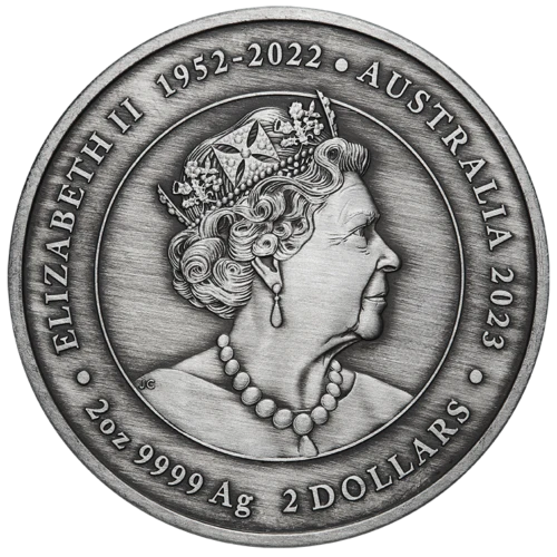 2023 Kangaroo Yongka 2oz Silver Antiqued Coloured Coin - Image 3