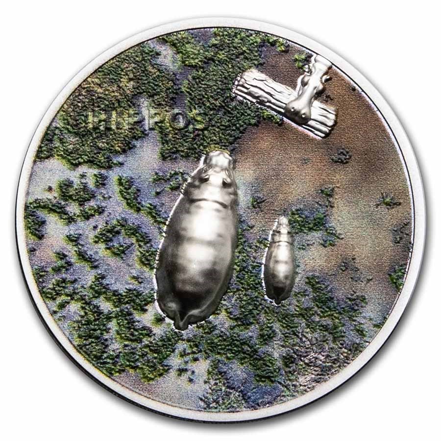 2023 Palau 1 oz Silver $5 Split Views: Hippo Ultra High Relief Coin - Image 4