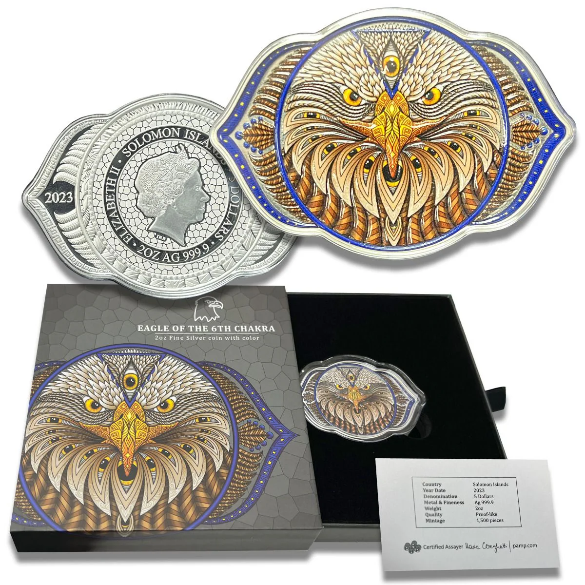 2023 Phil Lewis - 2oz Pure Silver Coin Eagle of the 6th Chakra - Image 2