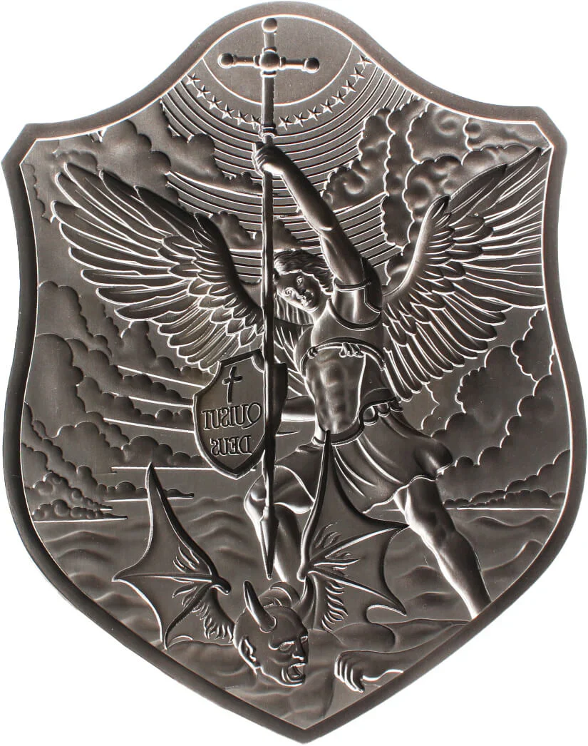 2023 Shield of St. Michael 2oz .999 Antique Silver Stacker - Image 2