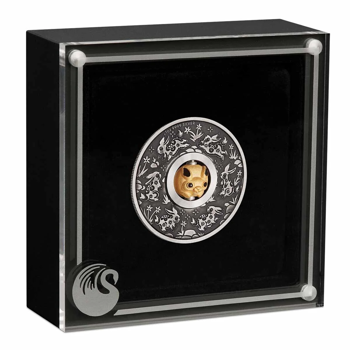 2023 Year of the Rabbit Rotating Charm 1oz Silver Antiqued Coin - Image 2