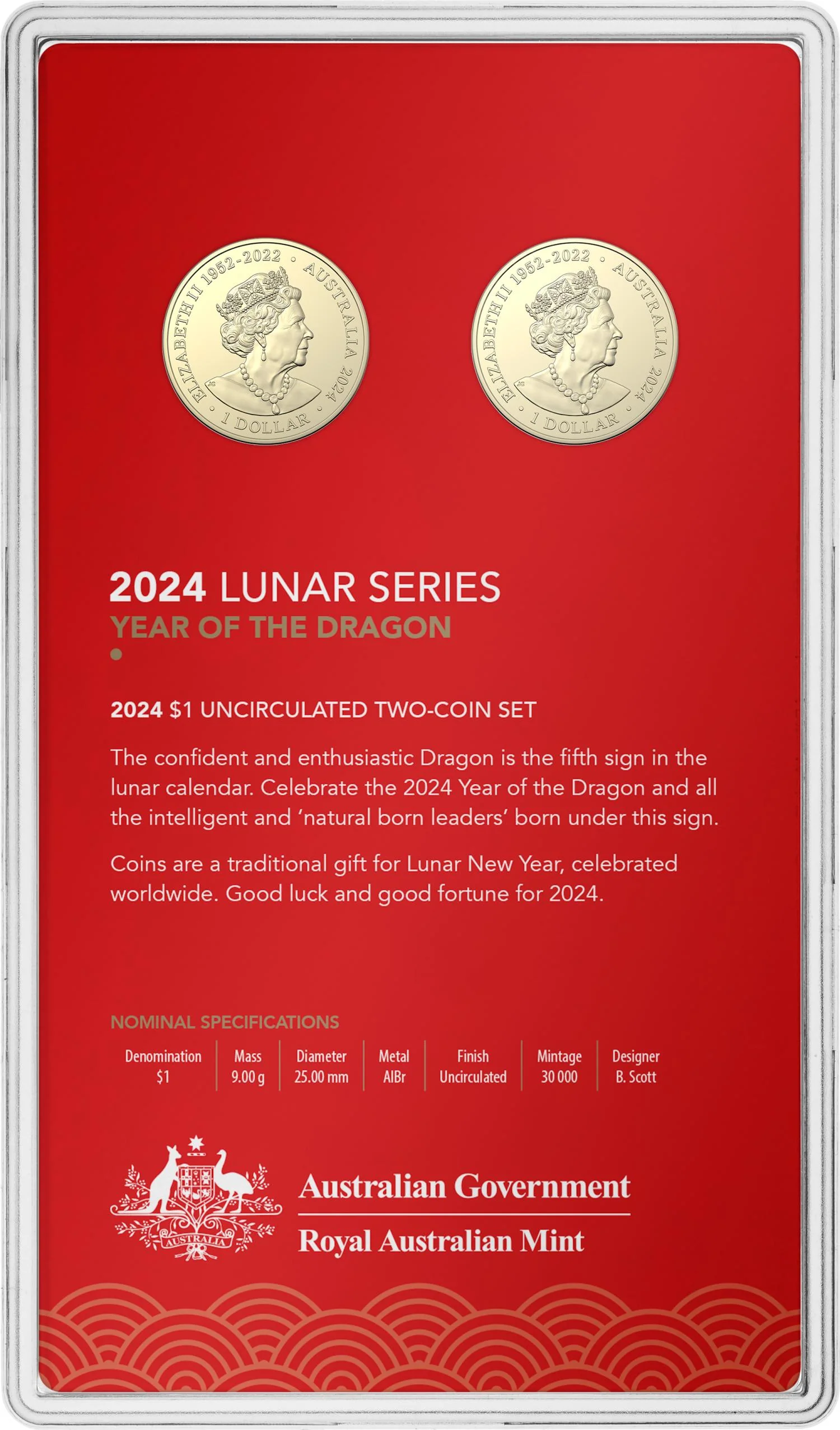 2024 $1 Dragon Uncirculated Two-Coin Set - Image 2