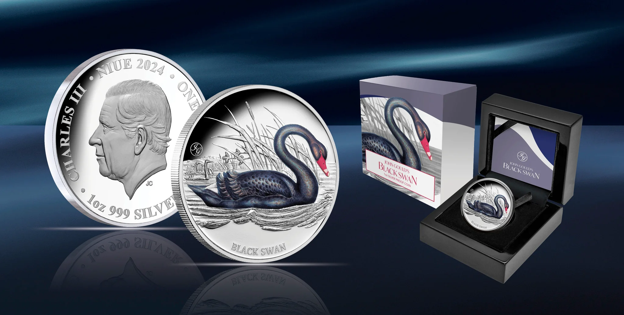 2024 $1 John Gould's Black Swan 1oz silver Proof Coin - Image 3