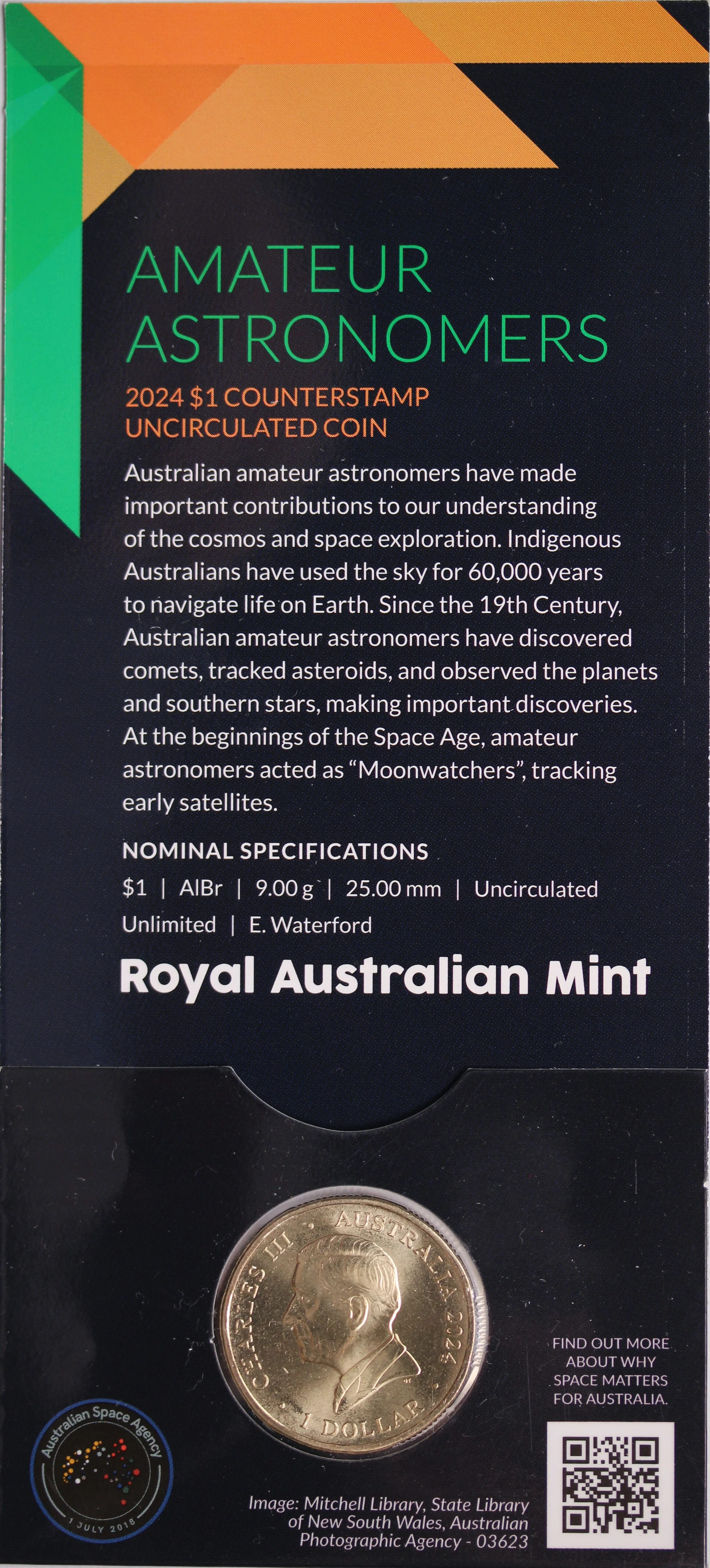 2024 $1 Out Of This World Amateur Astronomers UNC - 'B' Mintmark - Image 2