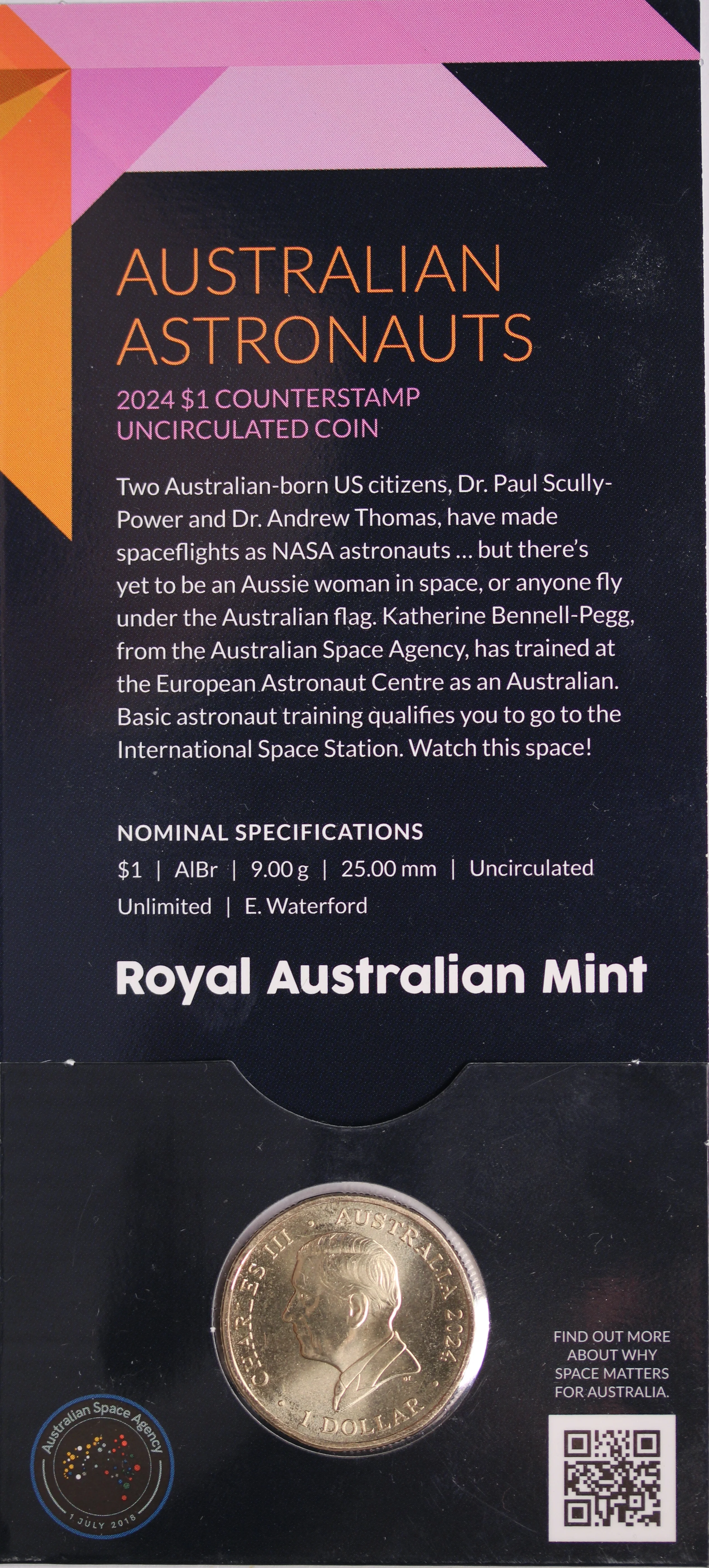 2024 $1 Out Of This World Australian Astronauts UNC - 'B' Mintmark - Image 2