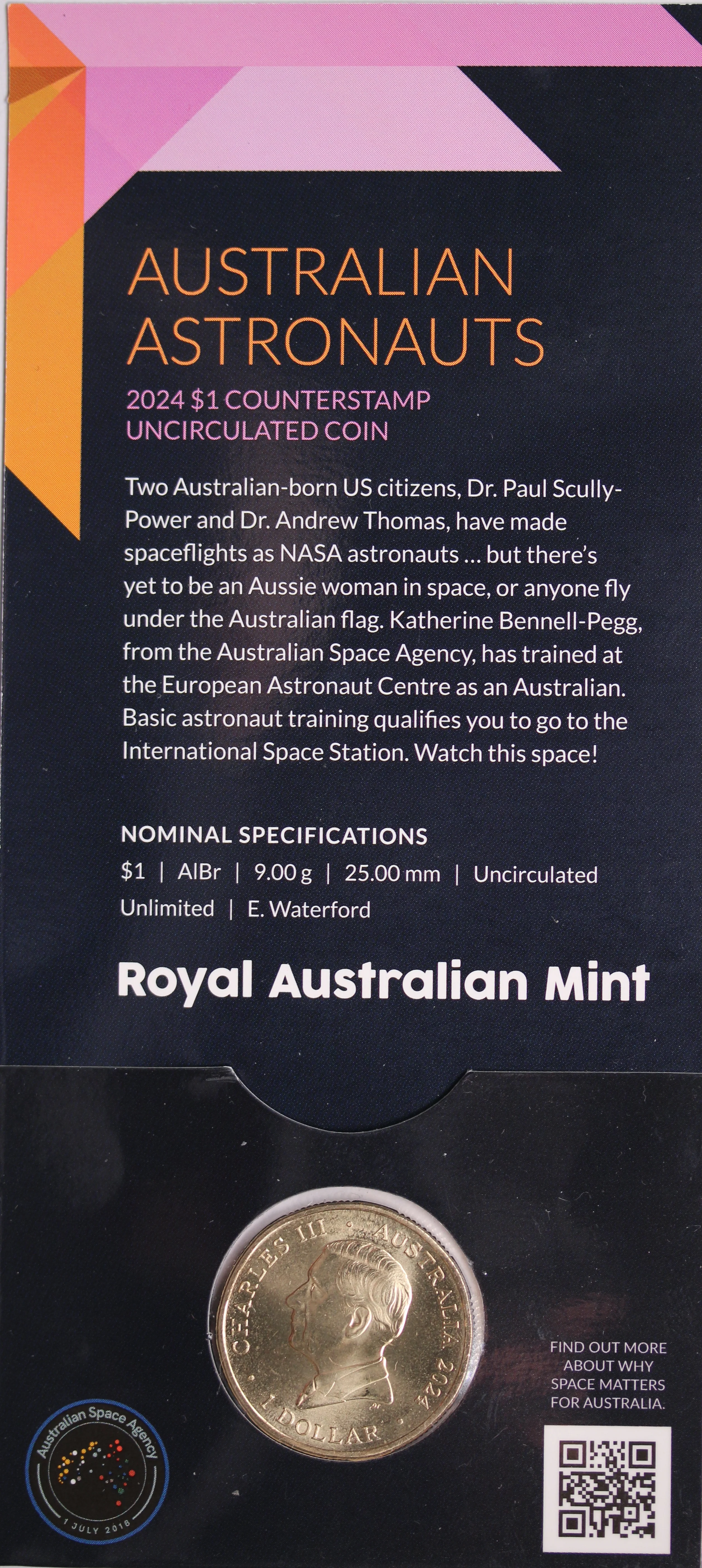 2024 $1 Out Of This World Australian Astronauts UNC - 'M' Mintmark - Image 2