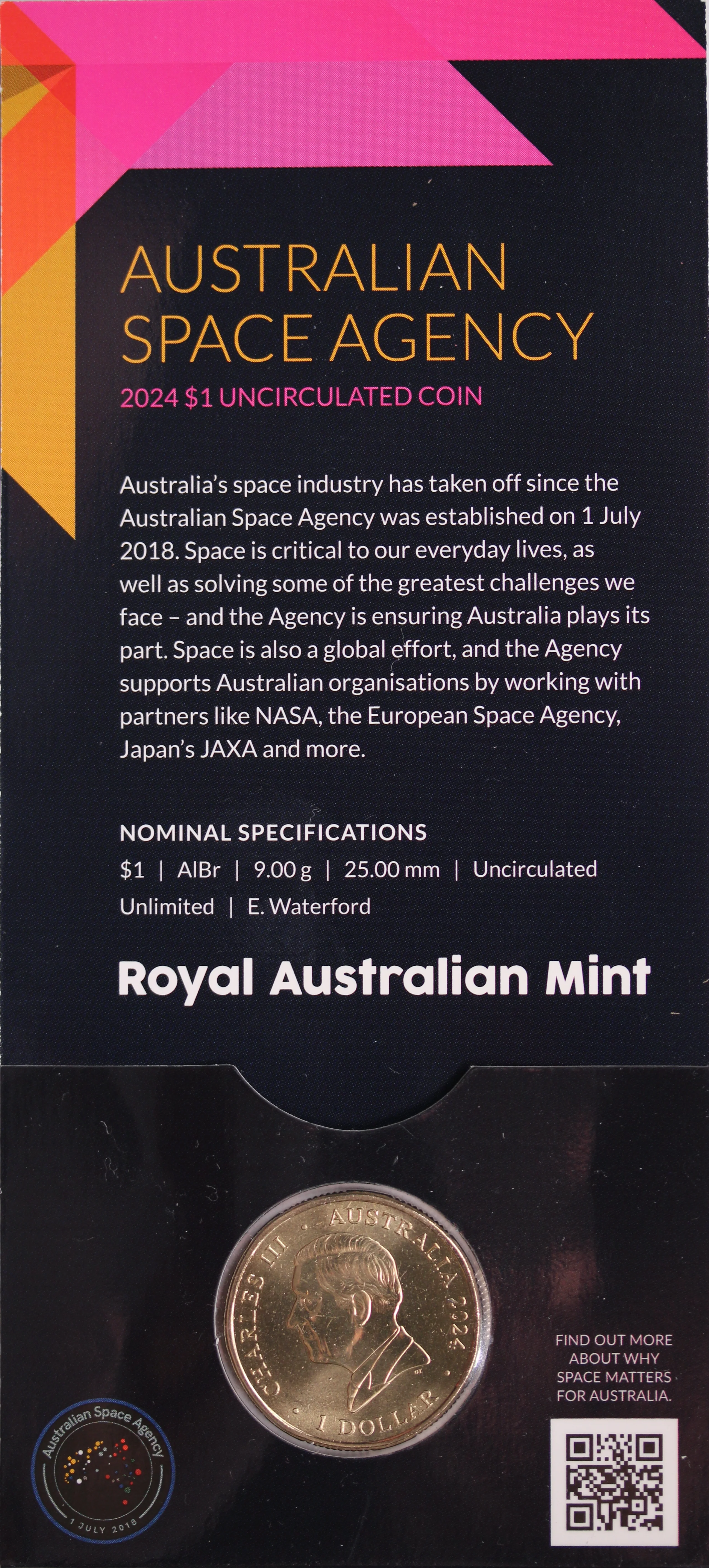 2024 $1 Out Of This World Australian Space Agency UNC - 'C' Mintmark - Image 2