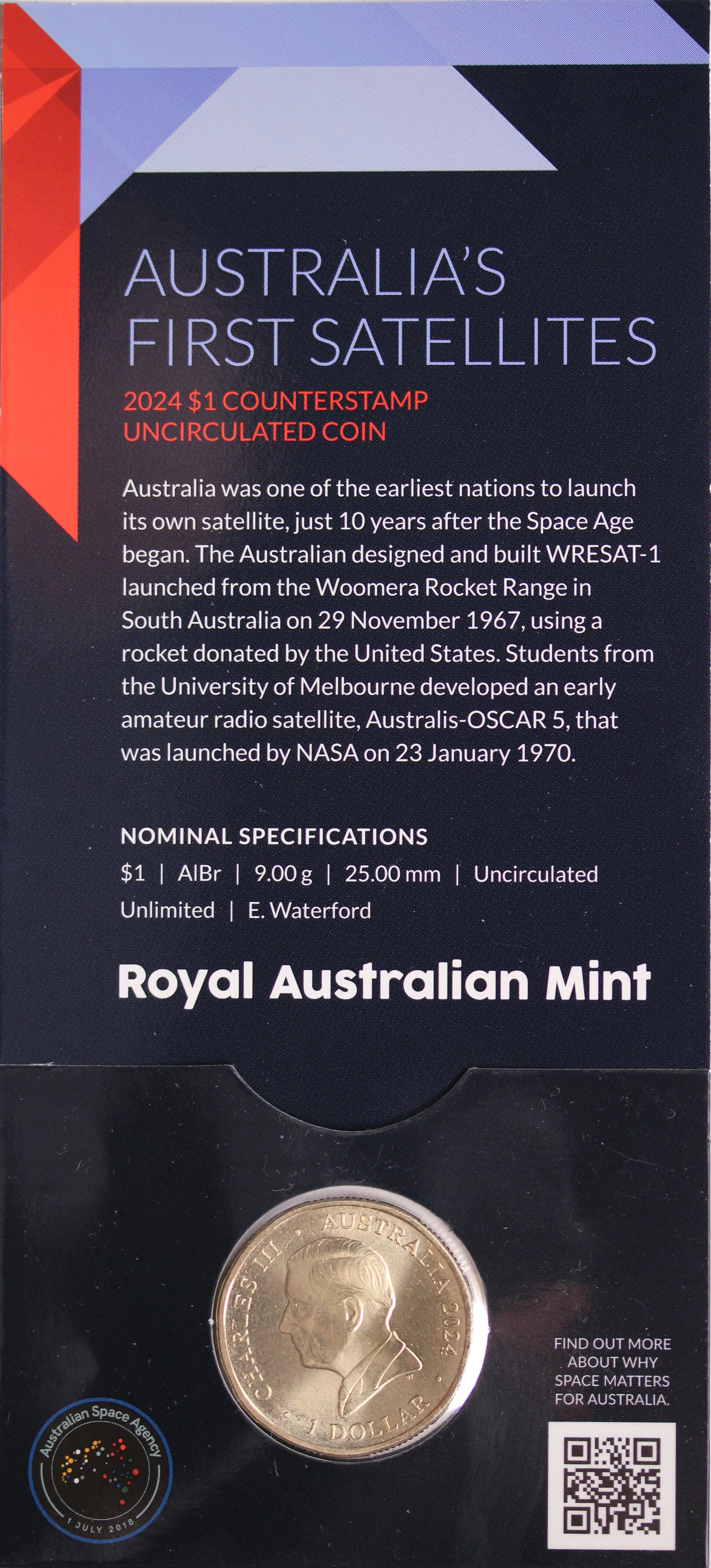 2024 $1 Out Of This World Australia's First Satellites UNC - 'B' Mintmark - Image 2
