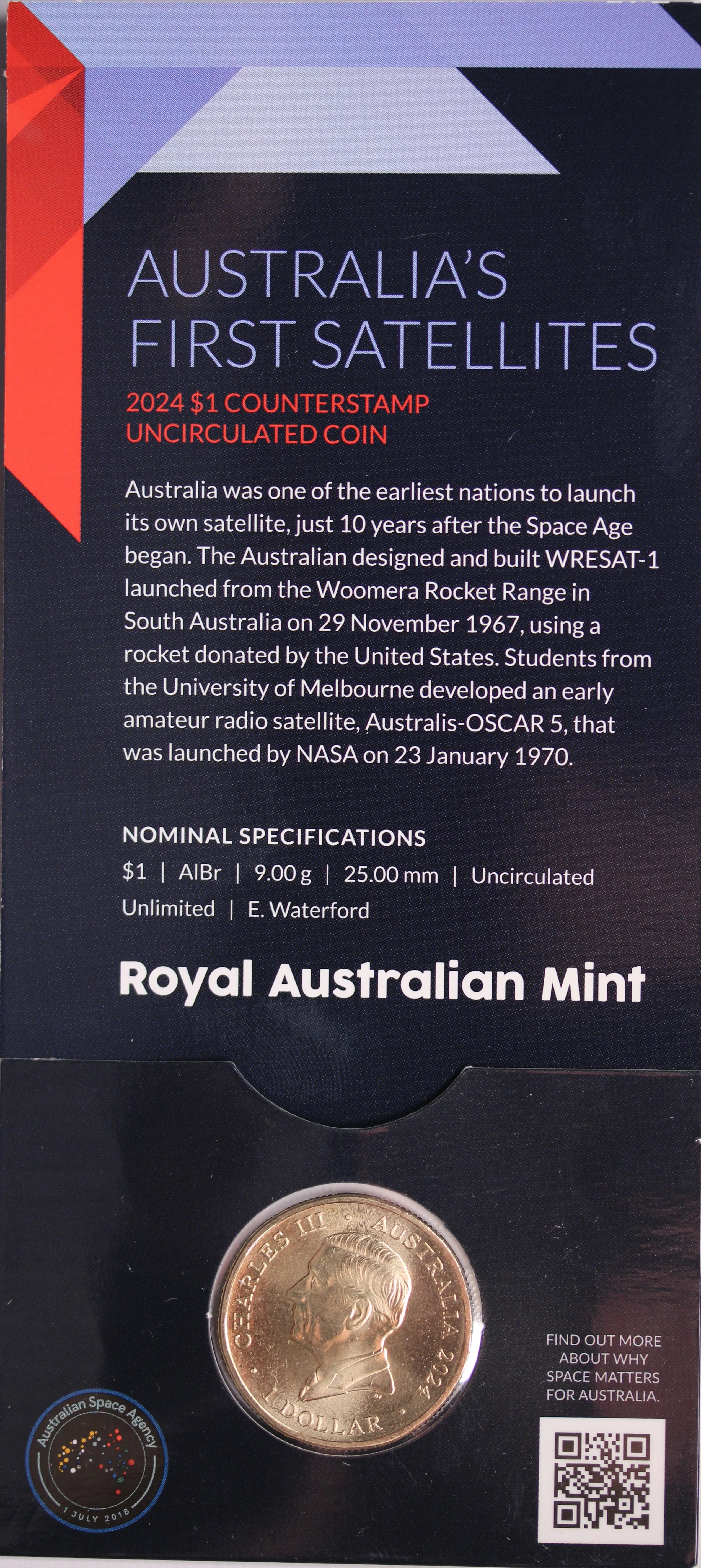2024 $1 Out Of This World Australia's First Satellites UNC - 'M' Mintmark - Image 2