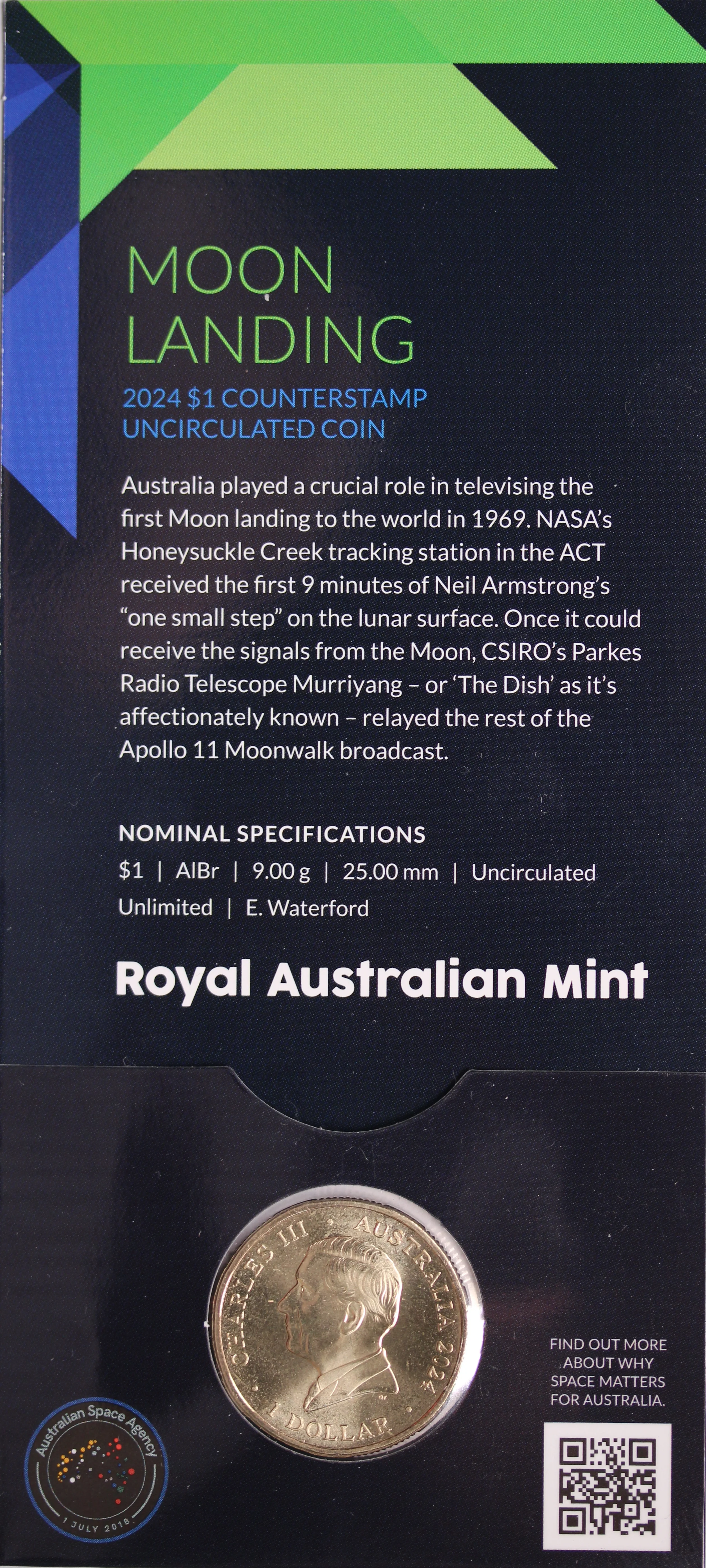 2024 $1 Out Of This World Moon Landing UNC - 'B' Mintmark - Image 2