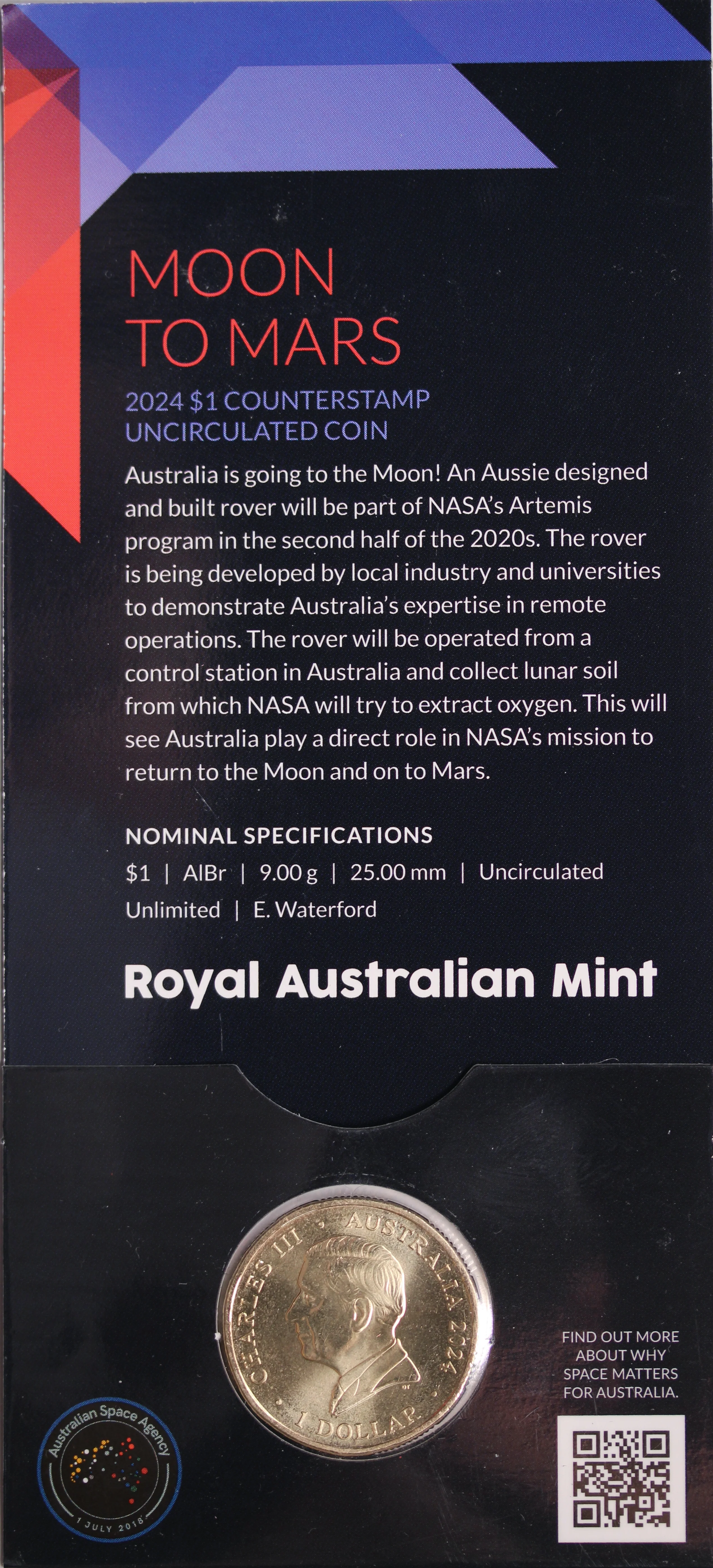 2024 $1 Out Of This World Moon To Mars UNC - 'B' Mintmark - Image 2